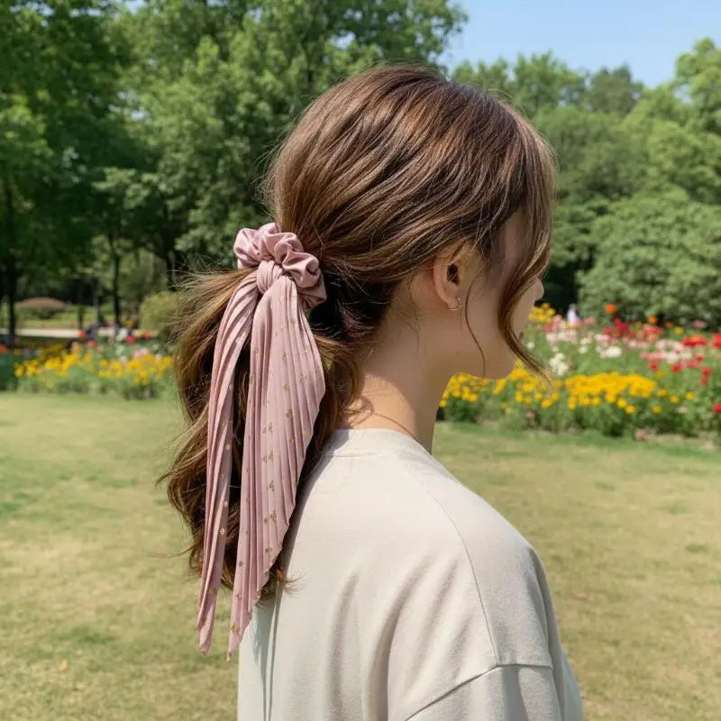 Handmade Retro Ribbon Scrunchie – Women's Crease Hair Tie