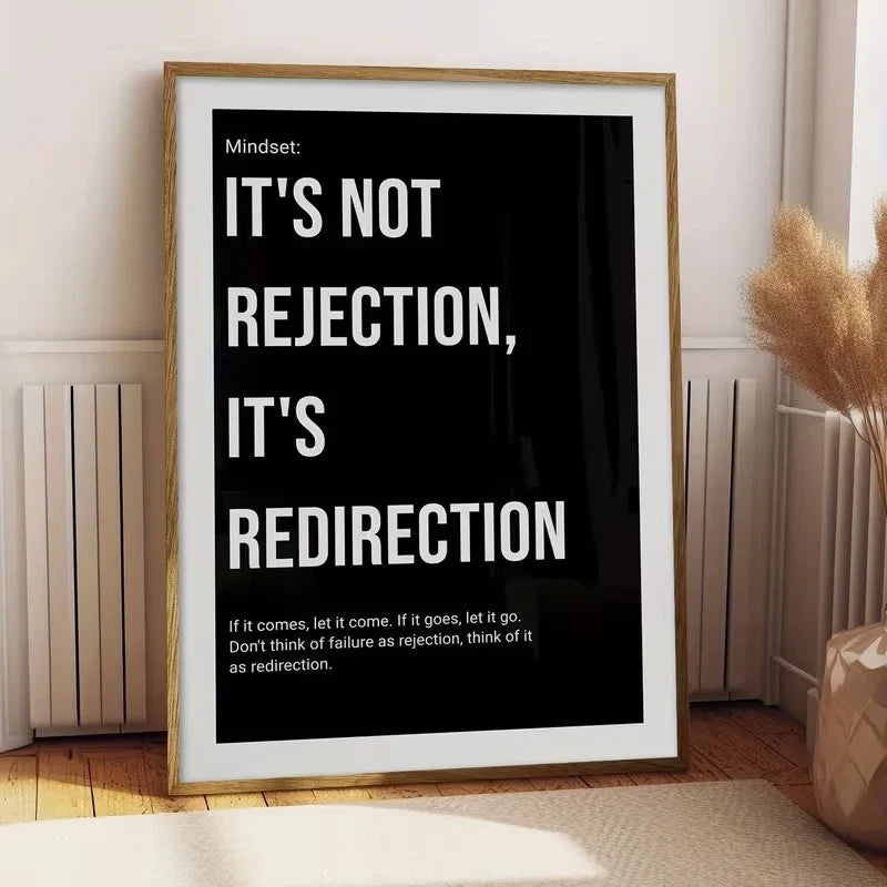 "It's Not Rejection, It's Redirection" Motivational Canvas Art
