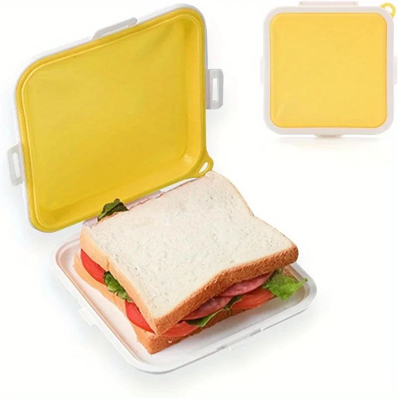 Sandwich Containers Silicone Storage Box Lunch Travel Snap-off Fruit