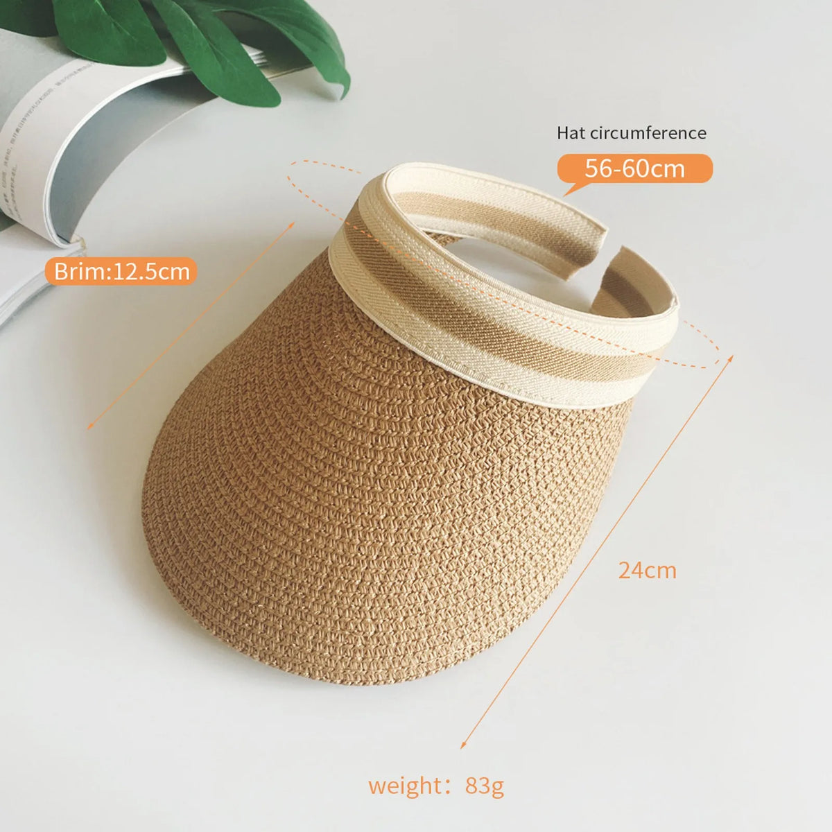Women's Wide Brim Straw Sun Visor Hat | Foldable Beach Cap