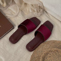 Vintage Velvet Square Toe Women's Flat Slip-On Slides | ohmmayby