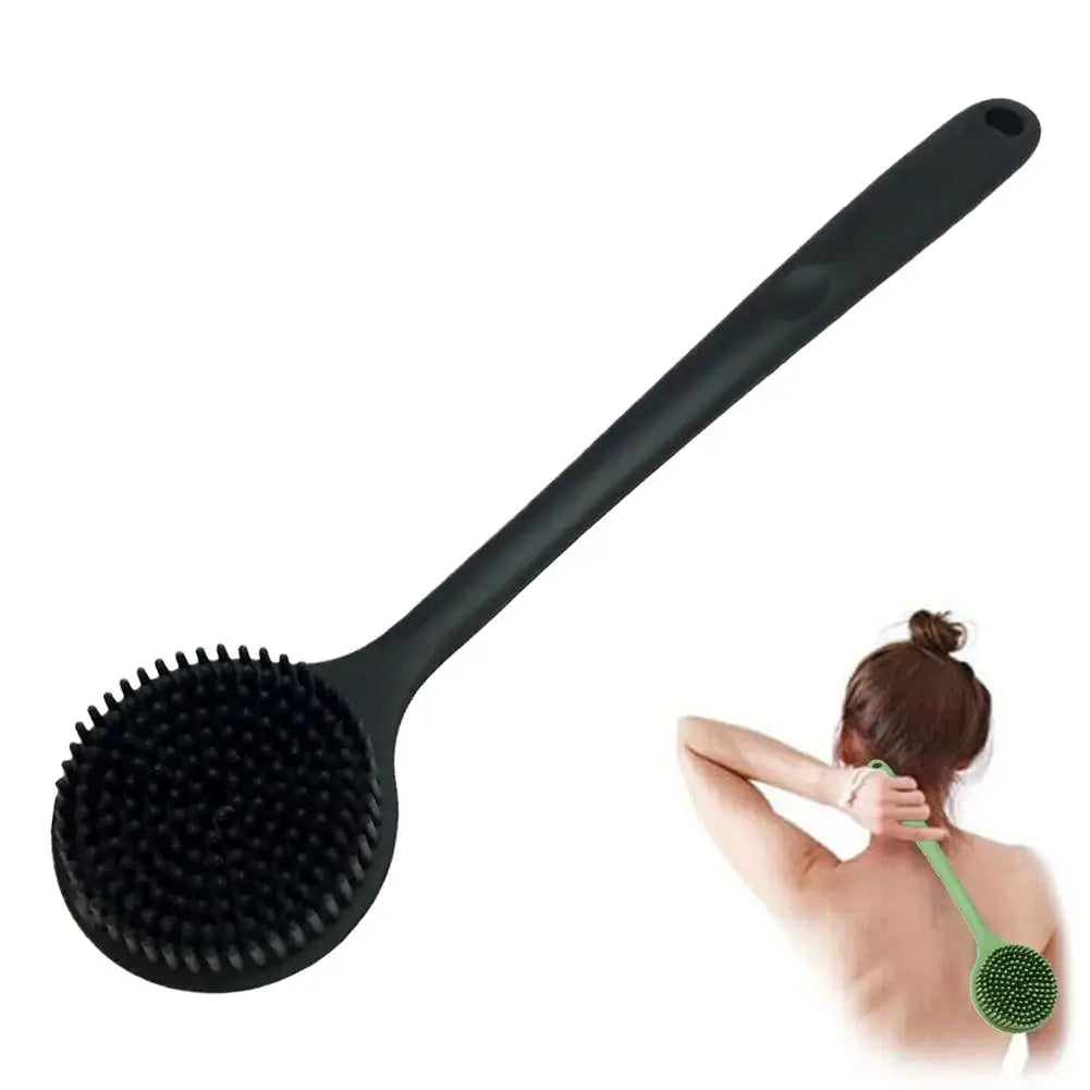 Long-Handle Silicone Bath Brush – Double-Sided Body Scrubber
