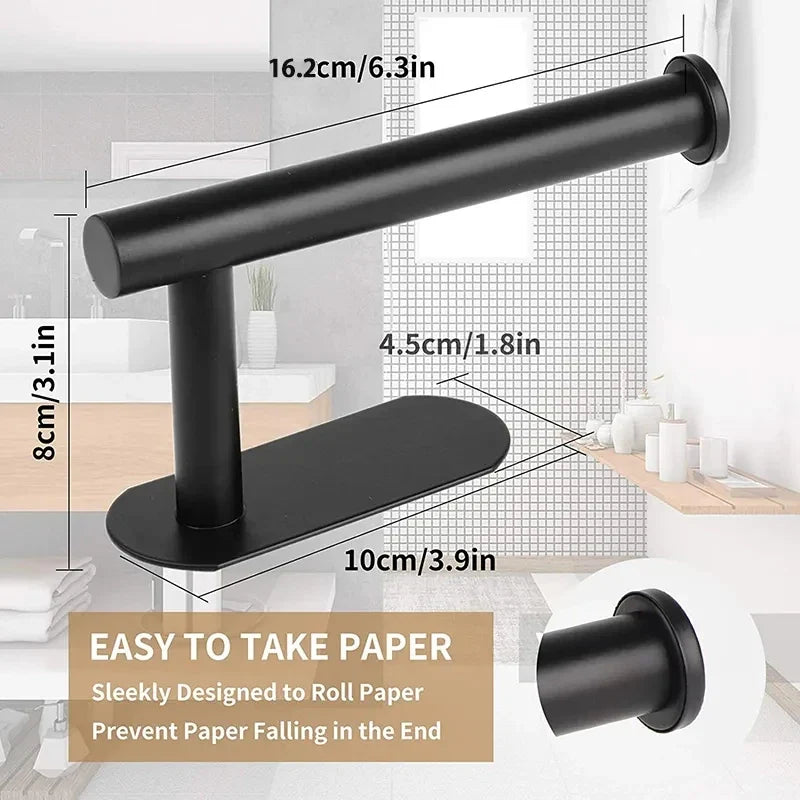 Adhesive Toilet Roll Holder | 304 Stainless Steel, No Drill
