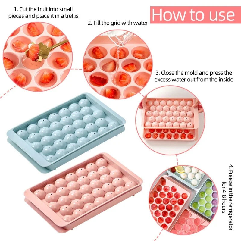 33-Ball Round Ice Cube Tray | Sphere Ice Mold for Whiskey