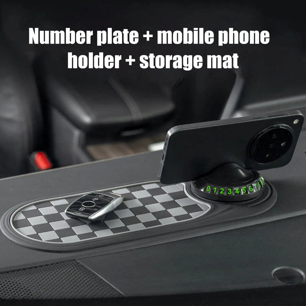 Anti-Slip Car Dashboard Organizer Mat with Parking Number Pad