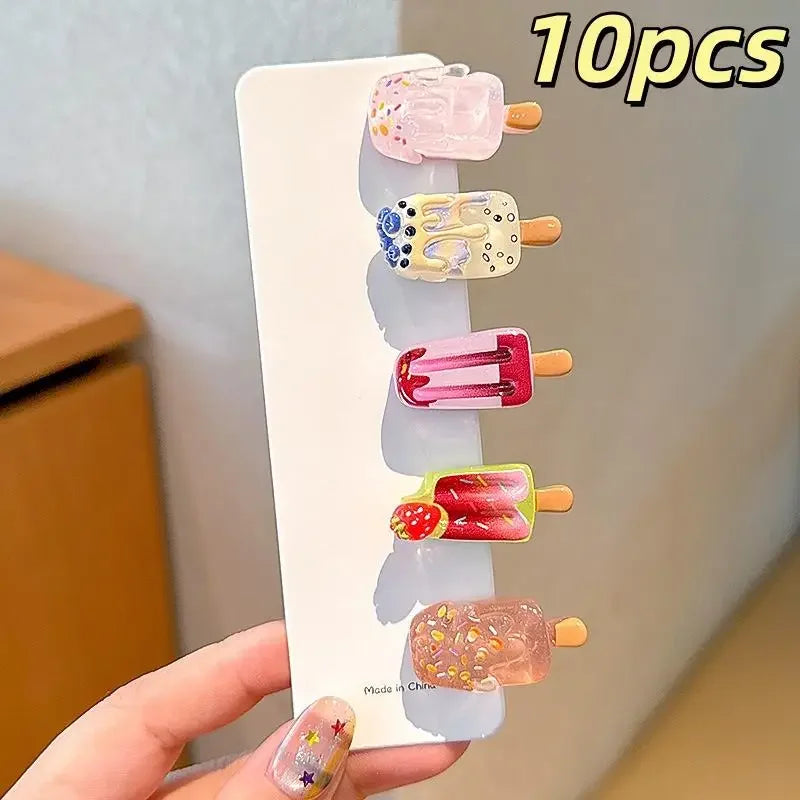 10Pcs Ice Cream Mini Duckbill Hair Clips for Women | Cute Set