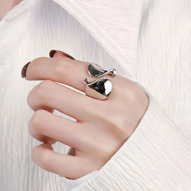 Huitan Geometric Wide Opening Ring for Women | Brass Fashion