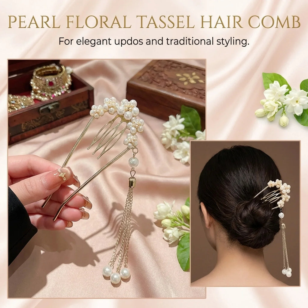 Pearl Fringe U-Shaped Hairpin | Elegant Imitation Pearl Hair Clip