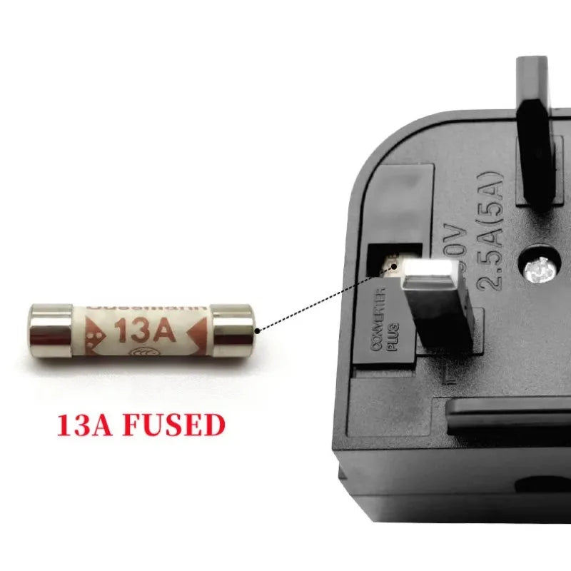EU 2-Pin to UK/Singapore Type G Plug Adapter – 13A Fuse