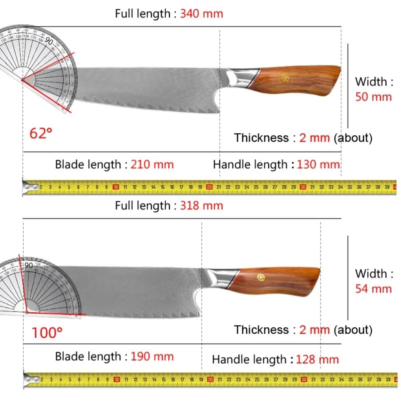 InLeung Damascus Steel Chef Knife – Cleaver & Slicer 19cm