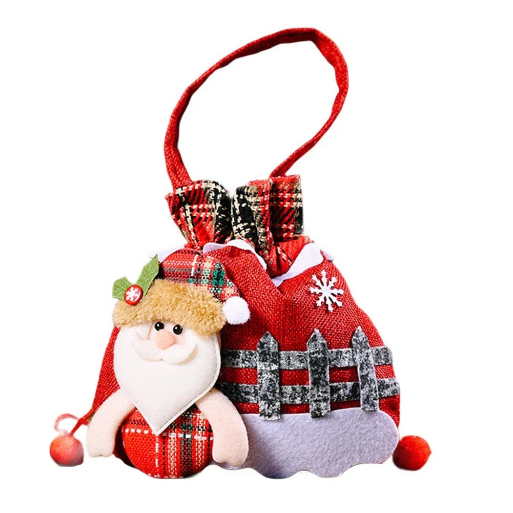Christmas Santa Sack Cloth Gift Bag with Handle | Holiday Candy Bag