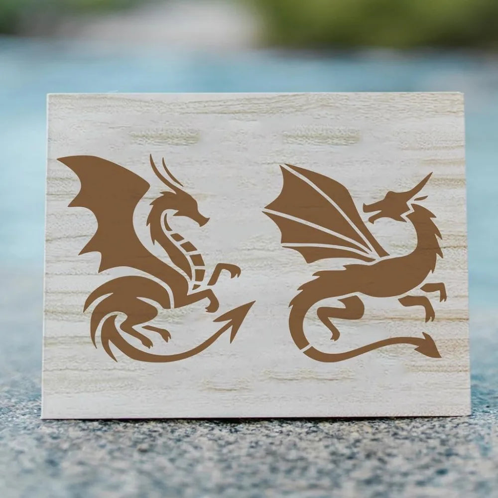 9-Piece Dragon Stencil Set 5.9" – Reusable Templates & Brush
