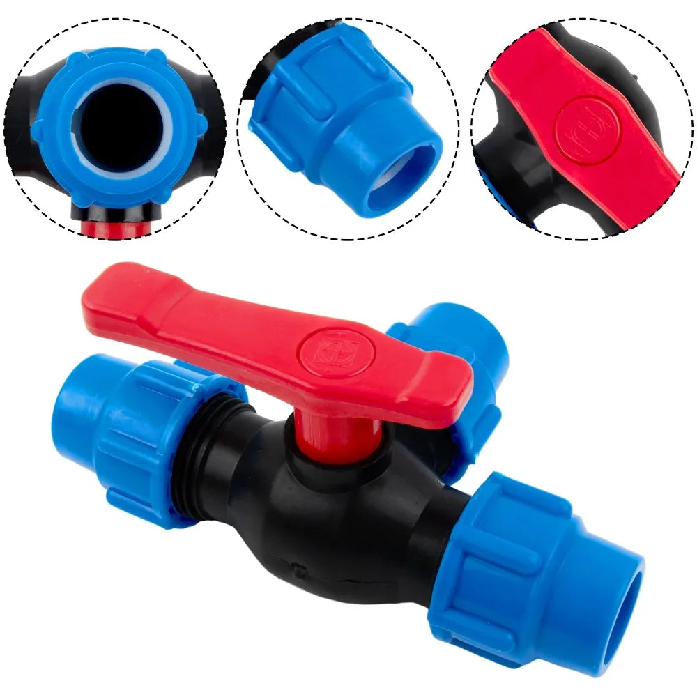 PE Pipe 3-Way Ball Valve 20–50mm | Plastic Quick Connect