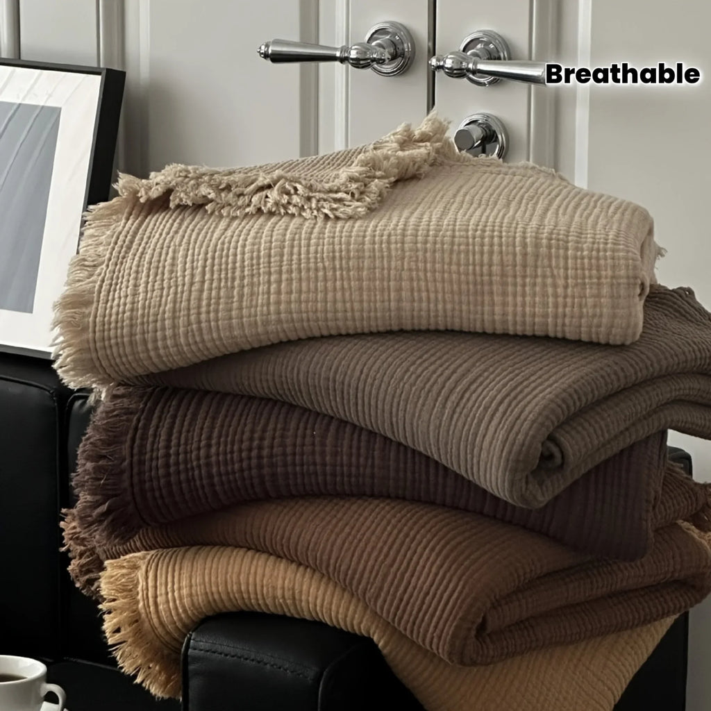 4-Layer Cotton Muslin Throw Blanket – All-Season Adult