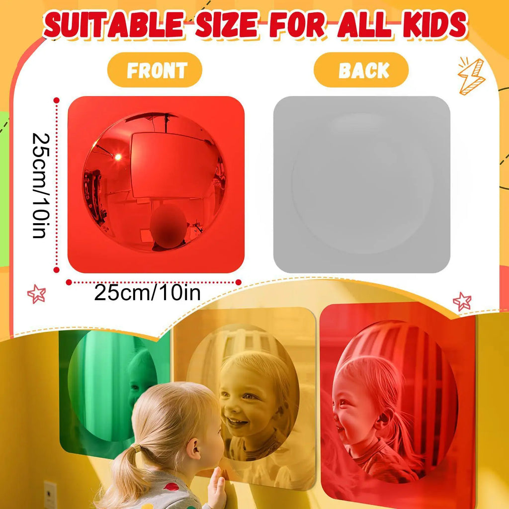 Kids Acrylic Bubble Sensory Mirror Set – 3-Piece Tactile Toy