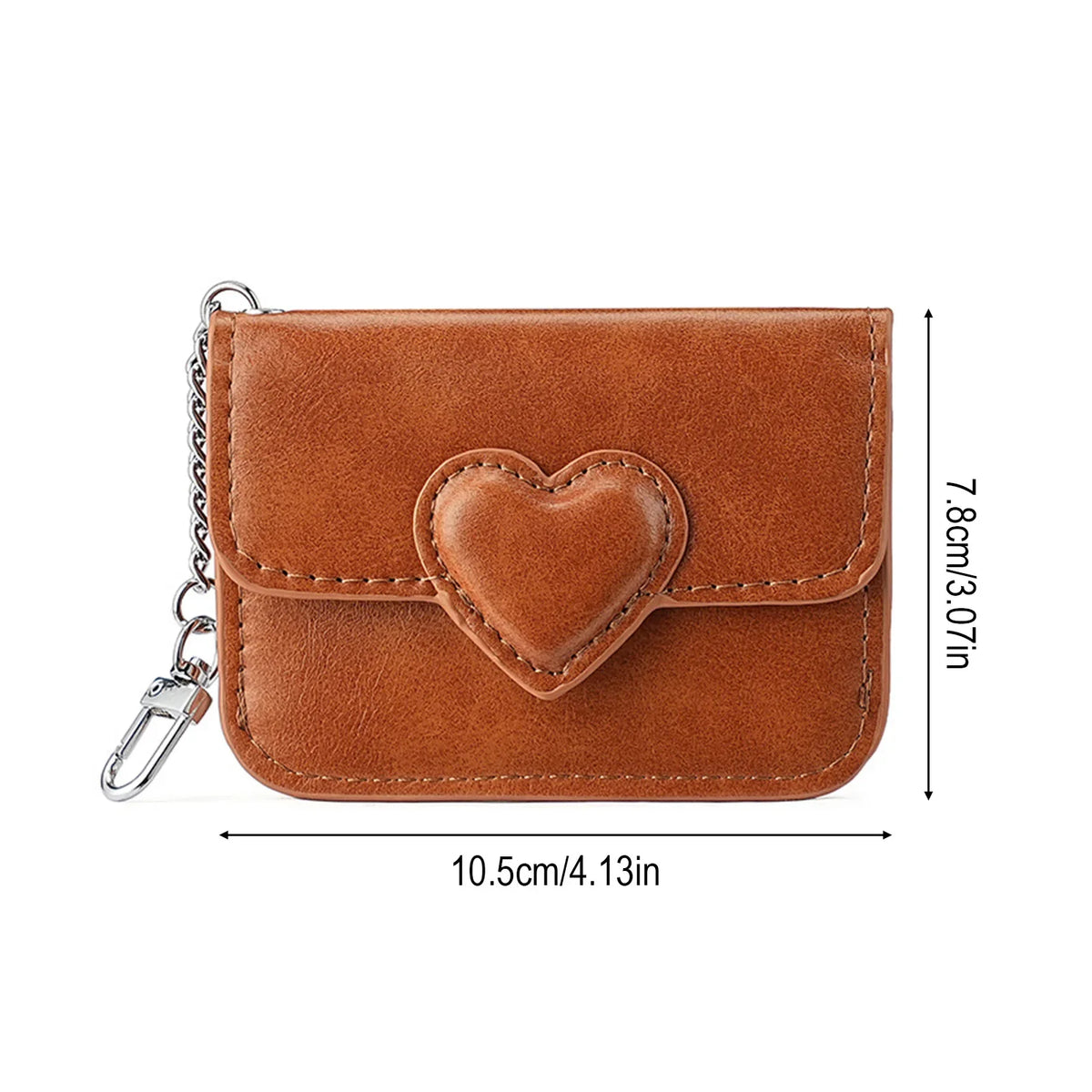 Women's Heart Chain Wallet | Card Slots & Zippered Coin Pocket