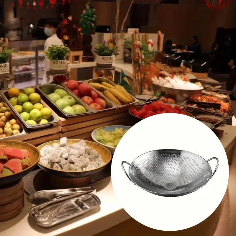 Stainless Steel Honeycomb Skillet Non-stick Handle Scratch-resistant