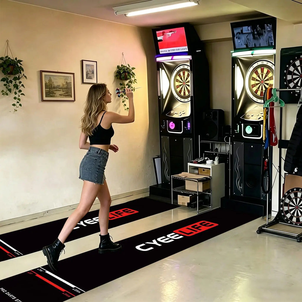 Non-Slip Dart Board Floor Mat with Throw Line | 118" Long