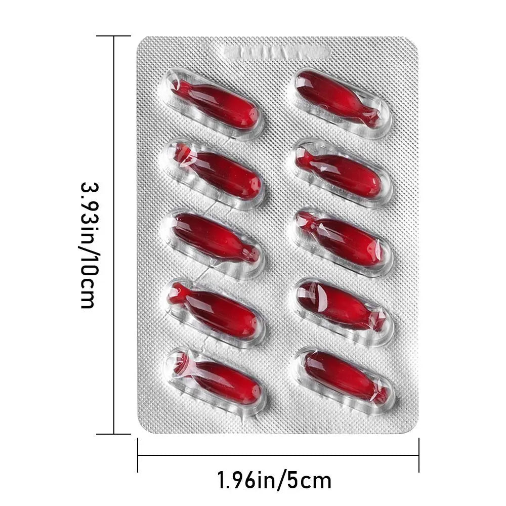 10-Pack Fake Blood Capsules | Halloween Prank Stage Props