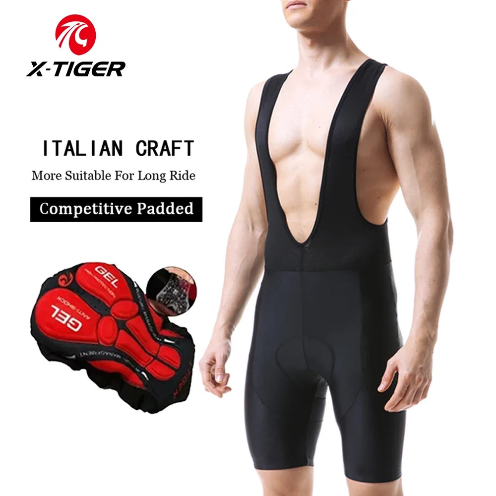 X-TIGER Men's 5D Gel Padded Cycling Bib Shorts | Pro Lycra