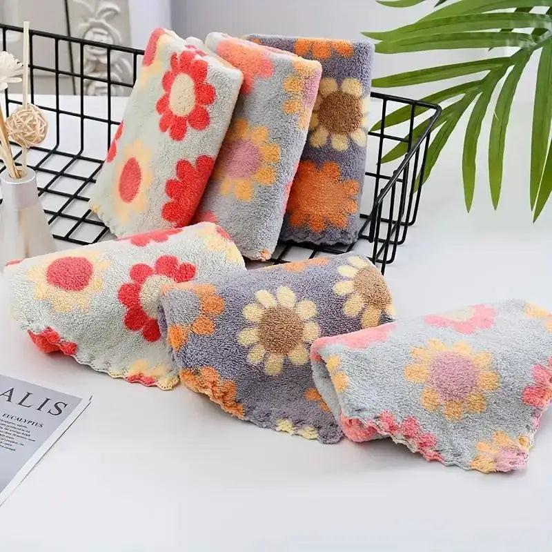 Kitchen Cleaning Cloths Soft Absorbent Dishcloth Coral Sunflower