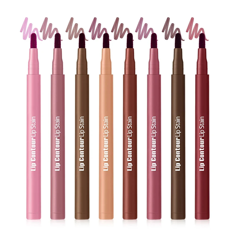 Lakerain Waterproof Lip Liner Pen – Ballpoint Felt Tip, 8 Shades