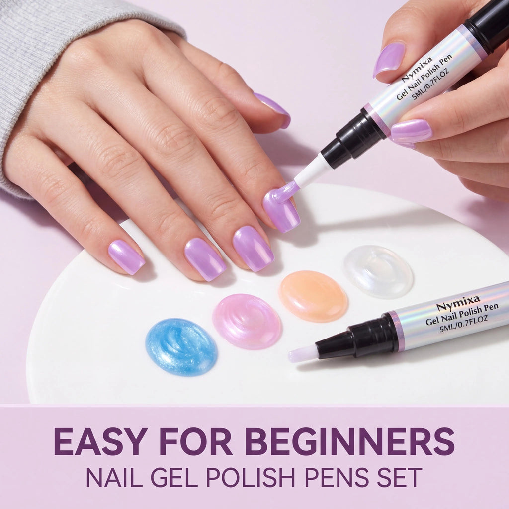 Nymixa Macaron Pearlescent Gel Nail Polish Pen Set – 6pcs DIY