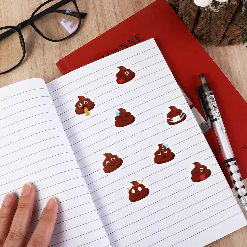 500pcs Poop Emoji Self-Adhesive Stickers – 1" Funny Roll