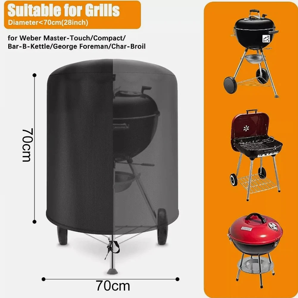 Round Grill Cover Outdoor Dustproof Kettle BBQ Raweao Weber