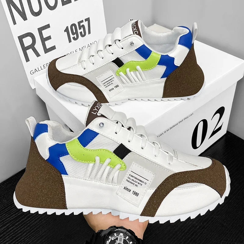 Lorilury Men's Platform Sneakers Lace-Up Sport Shoes Plus Size