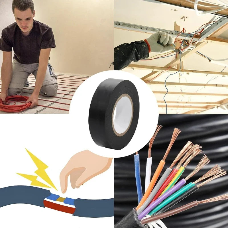 Black PVC Electrical Insulating Tape | Flame Retardant | 1–20 Rolls