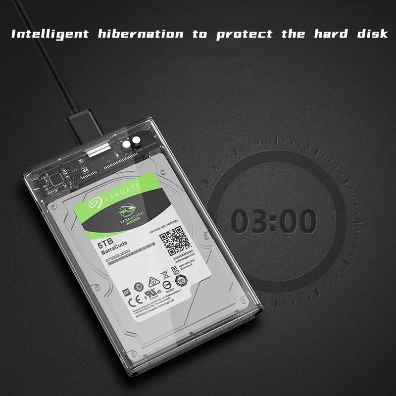Transparent External Hard Drive Case HDD SSD Micro-b USB3 1 4TB