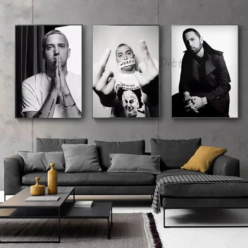 Eminem Vintage Hip Hop Canvas Wall Art | Minimalist Music Print