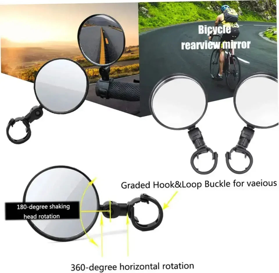 360° Adjustable Bicycle Rearview Mirror | Wide Angle Convex