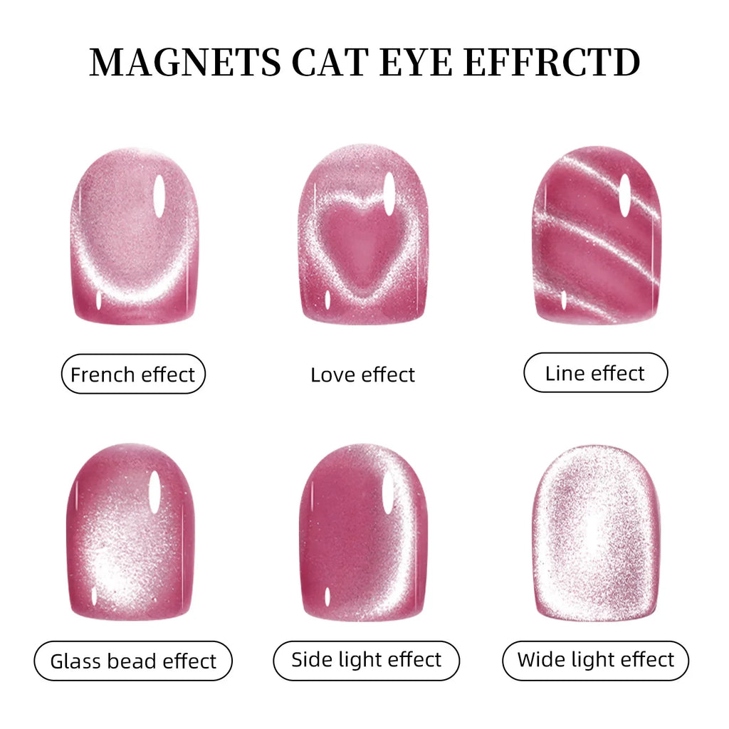 3IN1 Love-heart&snake Pattern Cat Eye Nail Magnet Pen French Water