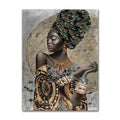African Woman Portrait Canvas Wall Art | Boho Living Room Print