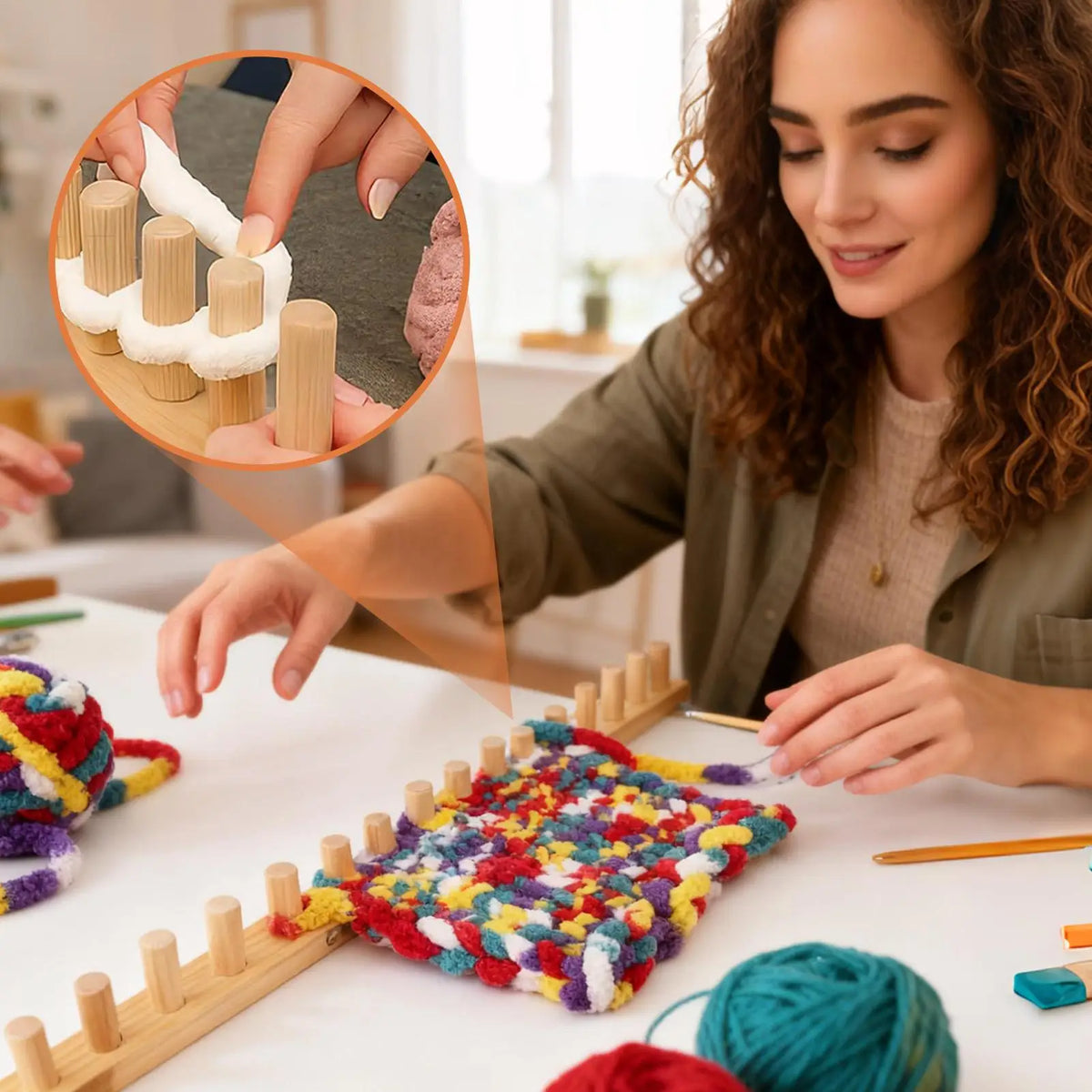 Knitting Loom Wood Chunky Yarn Thick Weaving Tool Kids Adults
