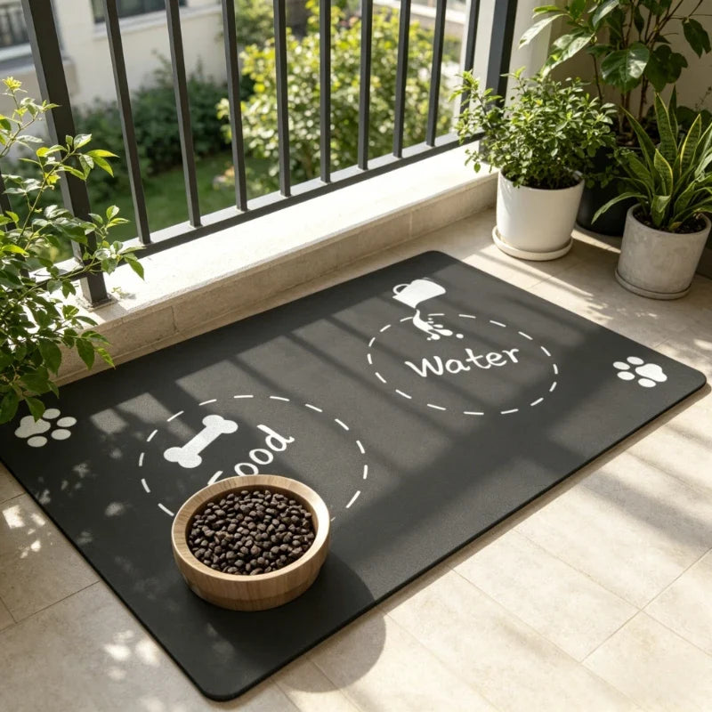 Pet Feeding Mat-absorbent Dog Mat Food Water Bowl-no Stains Quick Dry