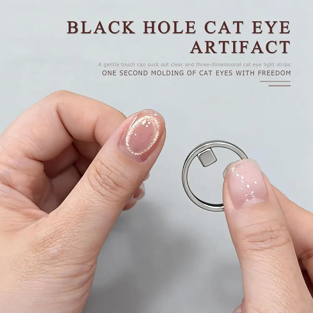 Ring Cat Eye Nail Magnet Black Hole Shape Art DIY 3D Hollow Glass
