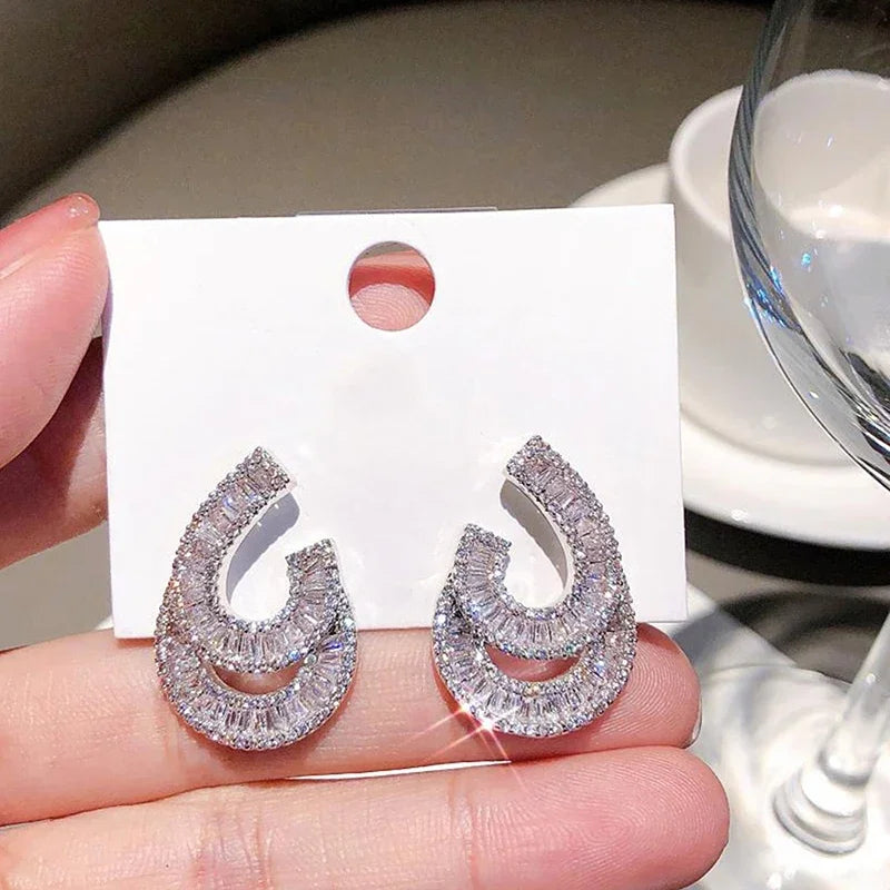 Huitan Irregular Water Drop CZ Earrings | Women's Fashion Jewelry