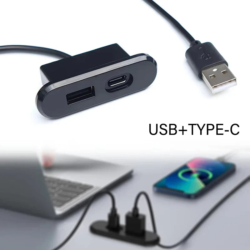 Office Bedroom Table Recessed Sockets 1 USB-A Type-c Built Desktop