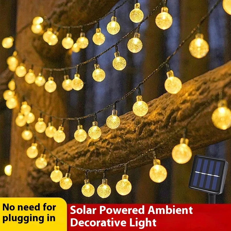 Led Solar Light String Cherry Blossom Bubble Ball Outdoor Waterproof