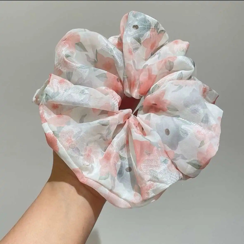 Extra Large Mesh Flower Scrunchie Hair Tie for Women