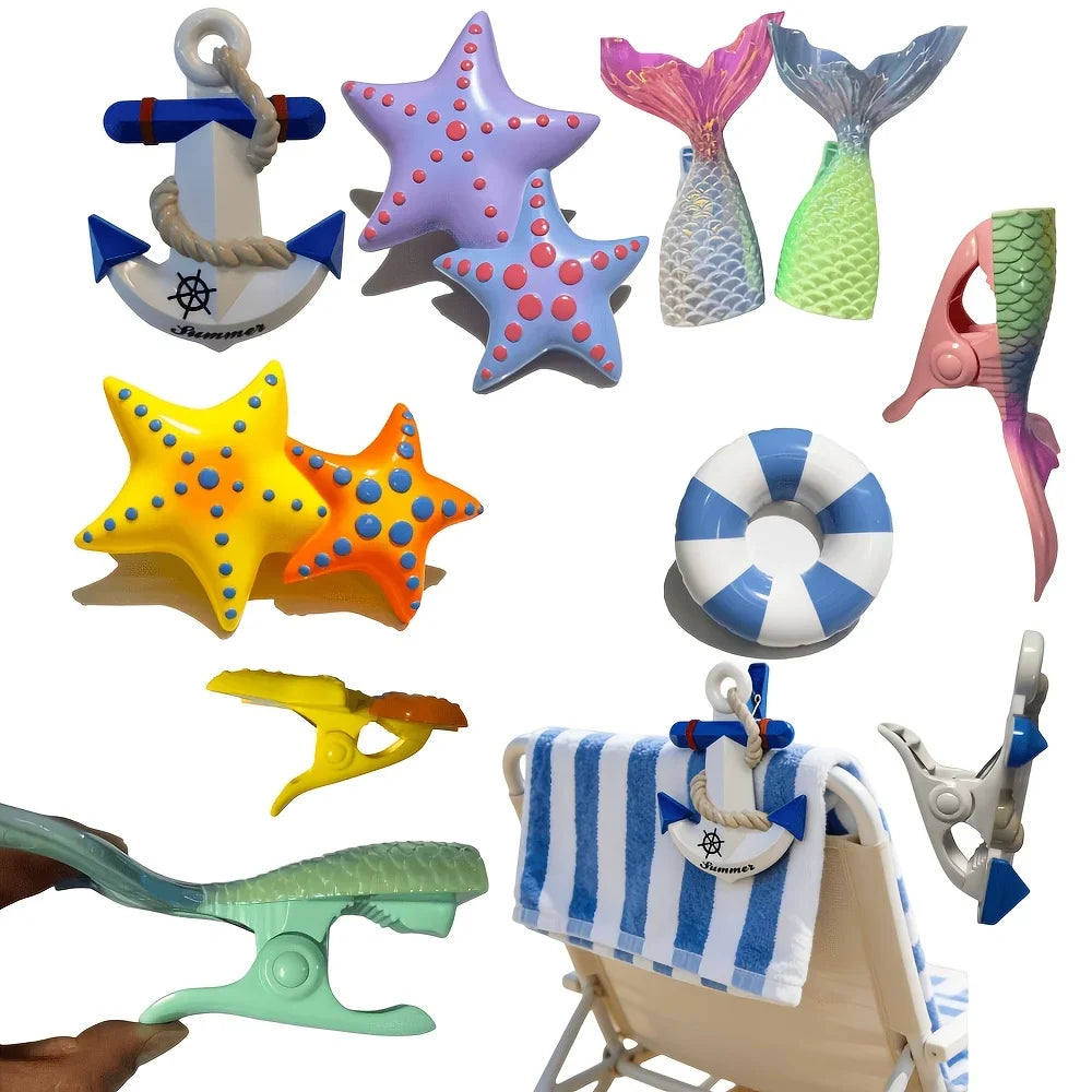 Windproof Beach Towel Clips for Chairs, Racks & Patio