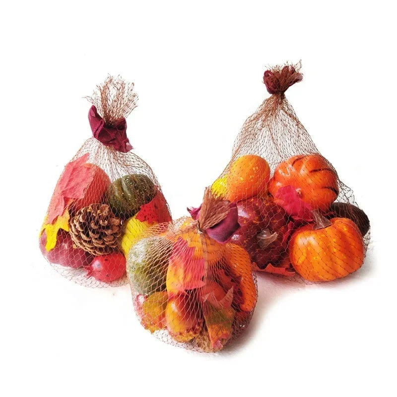 Artificial Pumpkin Pine Cone Maple Leaf Fall Harvest Decor Set