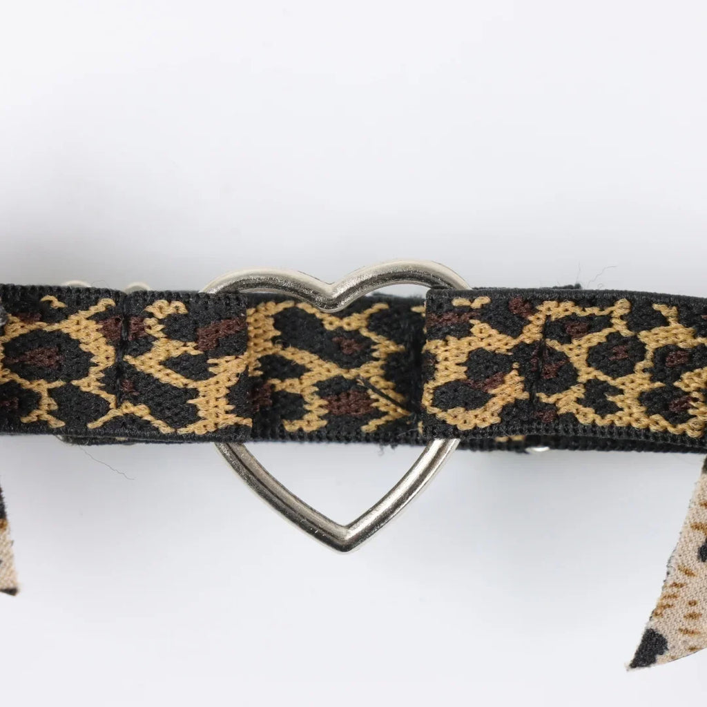 UYEE Leopard Print Bow Heart Leg Garter Belt Sexy Elastic Thigh Ring