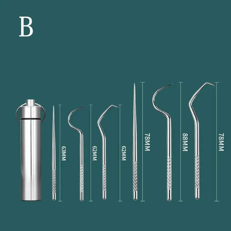 Stainless Steel Reusable Toothpick & Floss Set | Oral Care