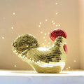 Disco Ball Mirror Rooster Sculpture | Home Decor & Party Ornament