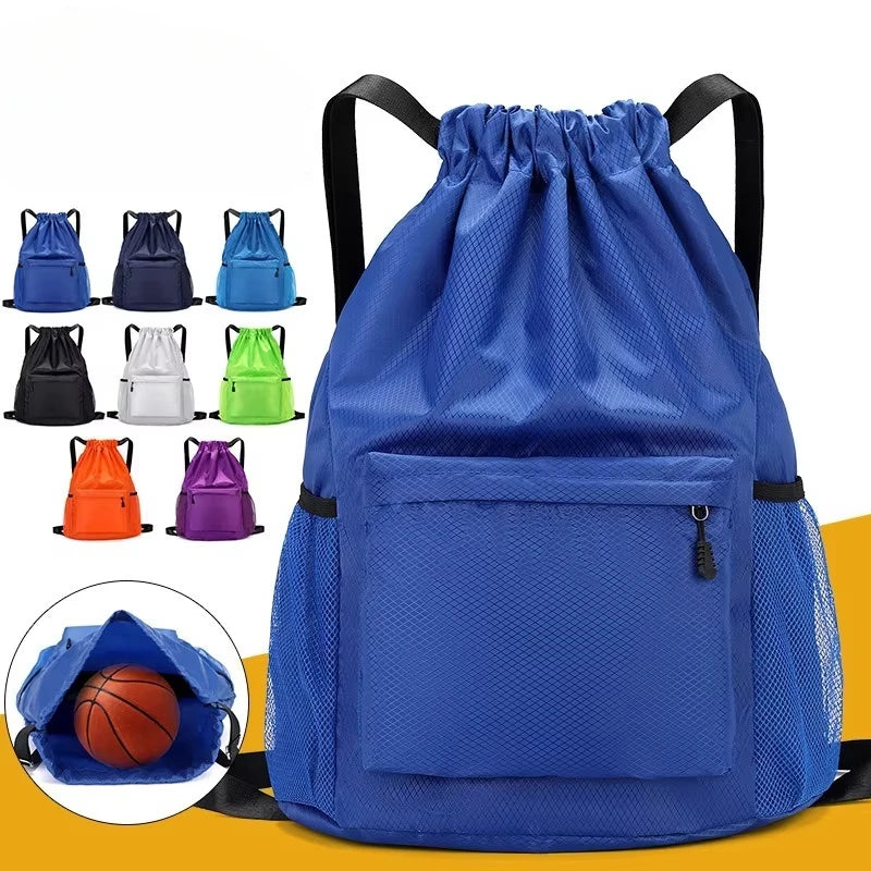Water Resistant Nylon Drawstring Sports Backpack Tassel Zipper