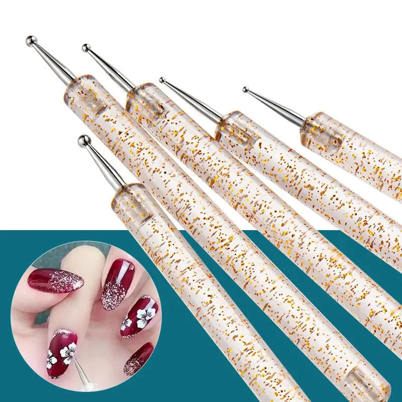 Nail Art Dot Pen & Brush Set | Blue Handle Manicure Tool